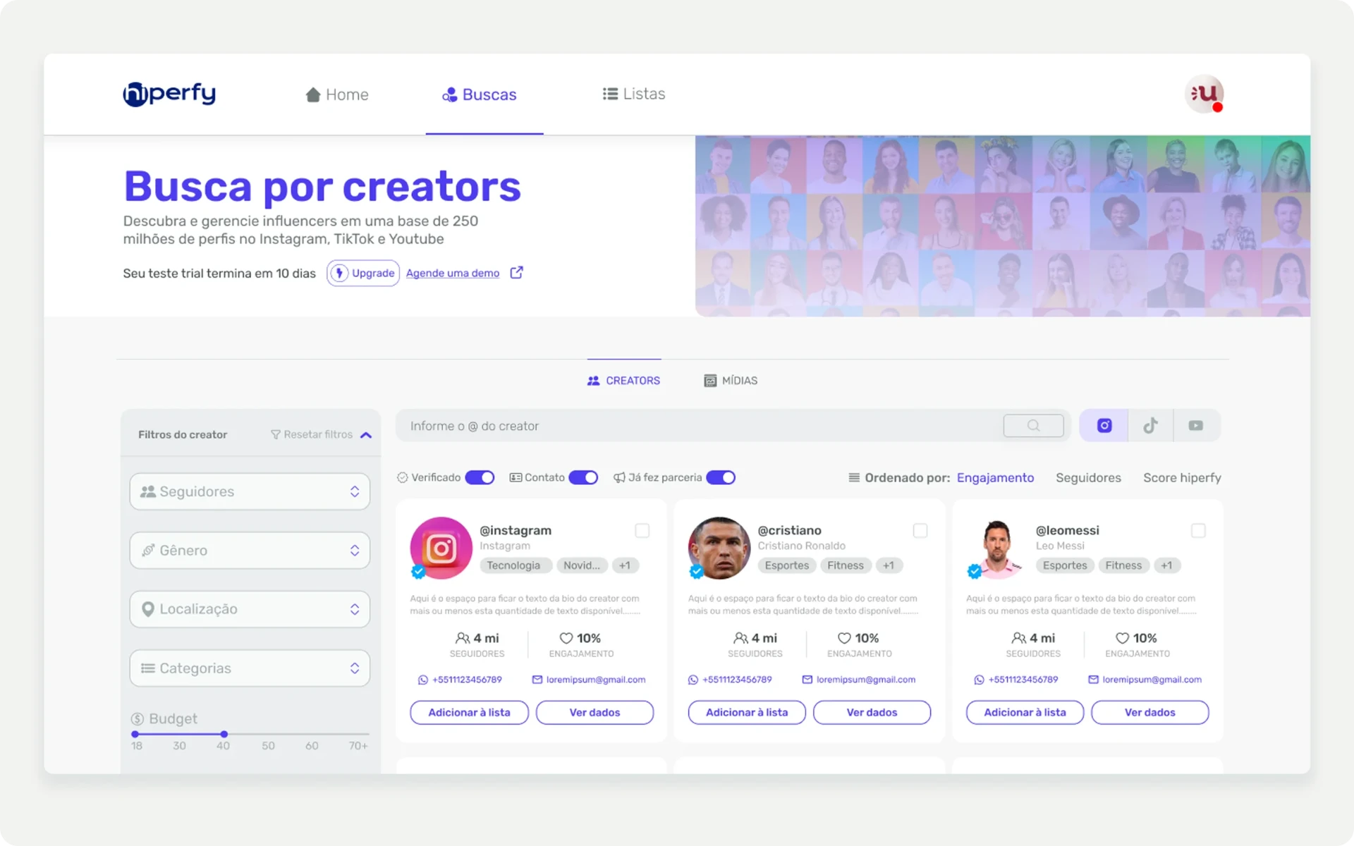 Experiência — como marcas, oportunidades e influenciadores se encontravam dentro do produto.